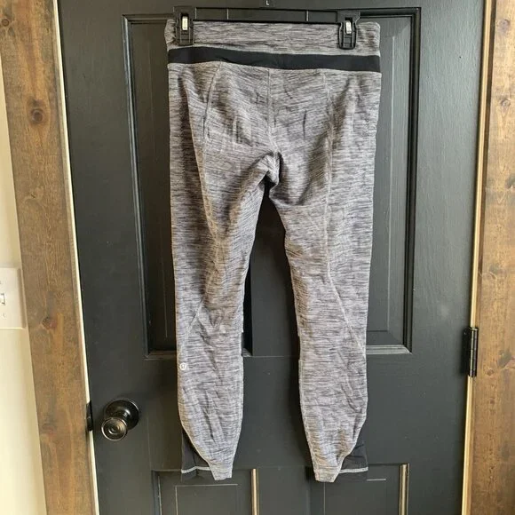 Lululemon Leggings Women Size 6 Black Gray Inspire Tight II Athletic Activewear - Picture 6 of 8